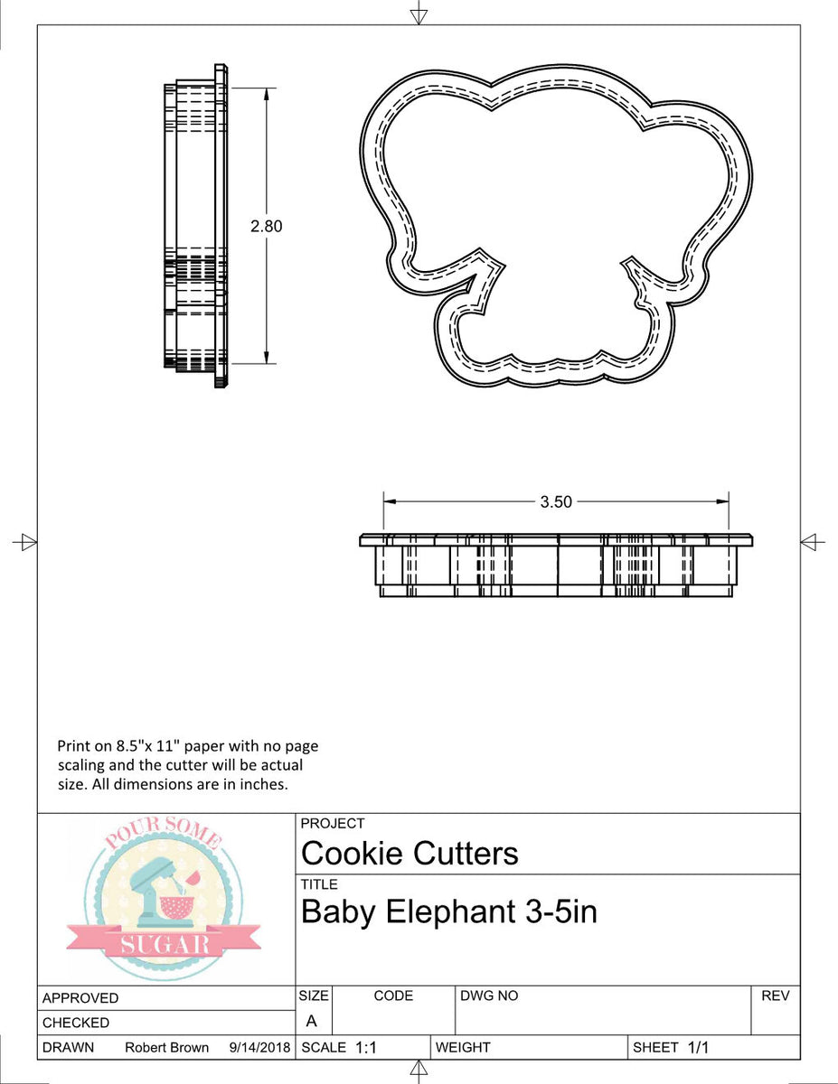 Baby Elephant Cookie Cutter Or Fondant Cutter Pour Some Sugar Llc