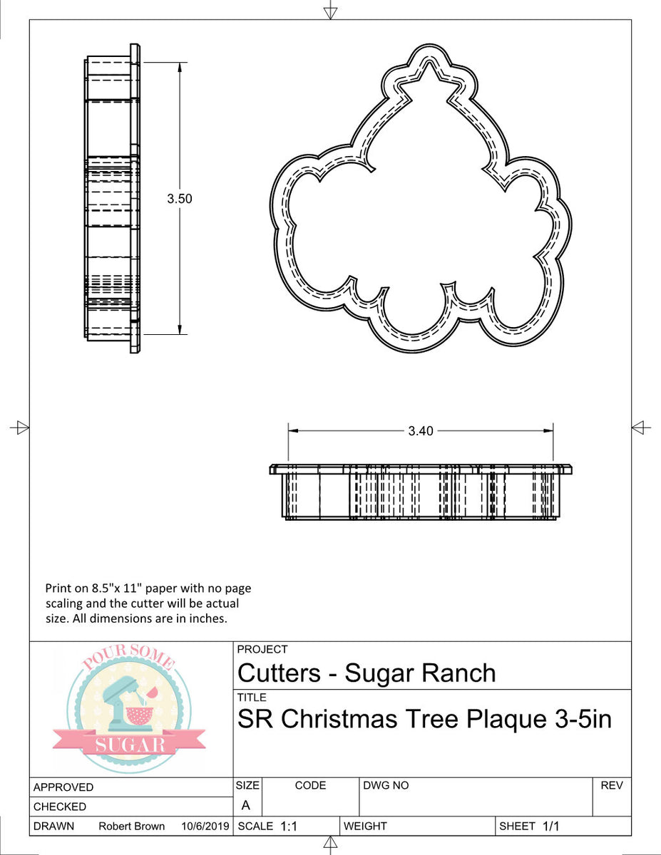 Sugar Ranch Christmas Tree Plaque Cookie Cutter or Fondant Cutter