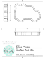 4th of July Truck Cookie Cutter or Fondant Cutter