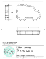 4th of July Truck Cookie Cutter or Fondant Cutter