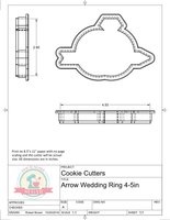 Arrow Wedding Ring Cookie Cutter or Fondant Cutter