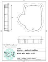 Bear with Heart Cookie Cutter/Fondant Cutter or STL Download