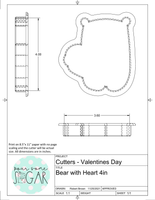 Bear with Heart Cookie Cutter/Fondant Cutter or STL Download