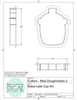 Miss Doughmestic Boba/Latte Cup Cookie Cutter/Fondant Cutter or STL Download