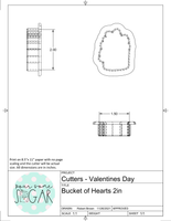 Bucket of Hearts Cookie Cutter/Fondant Cutter or STL Download