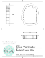 Bucket of Hearts Cookie Cutter/Fondant Cutter or STL Download