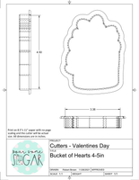 Bucket of Hearts Cookie Cutter/Fondant Cutter or STL Download