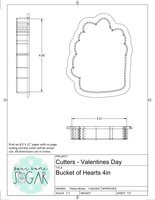 Bucket of Hearts Cookie Cutter/Fondant Cutter or STL Download