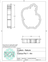 Cactus Pot 1 Cookie Cutter/Fondant Cutter or STL Download