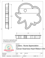 Miss Doughmestic Cancer Awareness Heart Ribbon Cookie Cutter/Fondant Cutter or STL Download