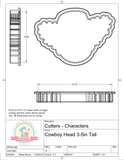 Cowboy Head Cookie Cutter/Fondant Cutter or STL Download