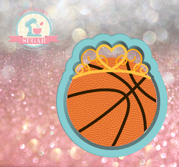 Ball with Crown/Crown Basketball Cookie Cutter or Fondant Cutter