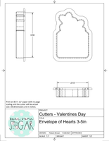 Envelope of Hearts Cookie Cutter/Fondant Cutter or STL Download