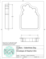 Envelope of Hearts Cookie Cutter/Fondant Cutter or STL Download