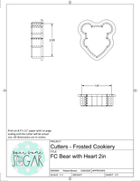 Frosted Cookiery Bear with Heart Cookie Cutter/Fondant Cutter or STL Download