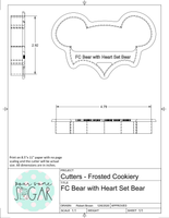 Frosted Cookiery Bear with Heart 2 Piece Set Cookie Cutters/Fondant Cutters or STL Download (Fits Clear Bags Item# FB189 5 7/8"x 5 7/8" Box)