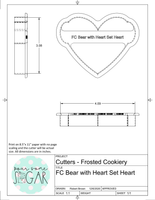 Frosted Cookiery Bear with Heart 2 Piece Set Cookie Cutters/Fondant Cutters or STL Download (Fits Clear Bags Item# FB189 5 7/8"x 5 7/8" Box)