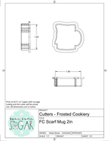 Frosted Cookiery Scarf Mug Cookie Cutter/Fondant Cutter or STL Download