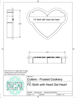 Frosted Cookiery Sloth with Heart 2 Piece Set (Fits Clear Bags Item# FB189 5 7/8"x 5 7/8" Box) Cookie Cutters/Fondant Cutters or STL Downloads