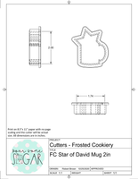 Frosted Cookiery Star of David Mug Cookie Cutter/Fondant Cutter or STL Download