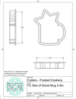 Frosted Cookiery Star of David Mug Cookie Cutter/Fondant Cutter or STL Download