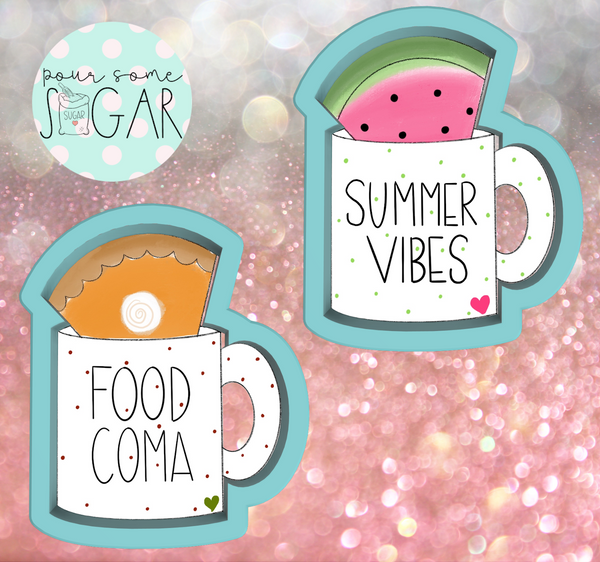 Frosted Cookiery Watermelon/Pie Mug Cookie Cutter/Fondant Cutter or STL Download