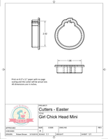 Girl Chick Head Cookie Cutter or Fondant Cutter