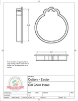 Girl Chick Head Cookie Cutter or Fondant Cutter