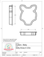 Girly Onesie 4/ Bow Headband Cookie Cutters/Fondant Cutters or STL Downloads