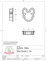 Girly Onesie 2/ Bow Clip Cookie Cutters/Fondant Cutters or STL Download