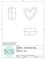Heart 2 Cookie Cutter/Fondant Cutter or STL Download
