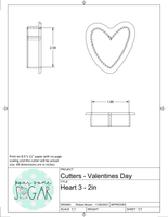 Heart 3 Cookie Cutter/Fondant Cutter or STL Download
