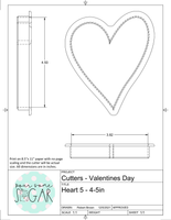 Heart 5 Cookie Cutter/Fondant Cutter or STL Download