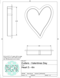 Heart 5 Cookie Cutter/Fondant Cutter or STL Download