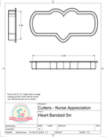 Heart Band Aid Cookie Cutter or Fondant Cutter (Skinny)