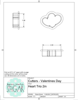 Heart Trio Cookie Cutter/Fondant Cutter or STL Download