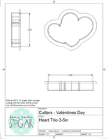 Heart Trio Cookie Cutter/Fondant Cutter or STL Download