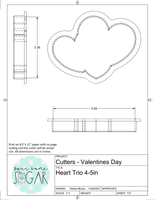 Heart Trio Cookie Cutter/Fondant Cutter or STL Download