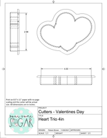 Heart Trio Cookie Cutter/Fondant Cutter or STL Download