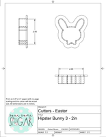 Hipster Bunny 3 Cookie Cutter