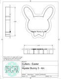 Hipster Bunny 3 Cookie Cutter