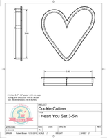 I Heart You Set Cookie Cutters or Fondant Cutters