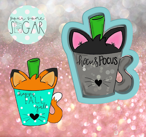 Miss Doughmestic B Cat Inspired Coffee Cup Cookie Cutter/Fondant Cutter or STL Download