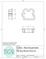 Miss Doughmestic Boy Mouse Ship Cookie Cutter or Fondant Cutter