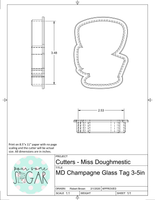 Miss Doughmestic Champagne Glass Tag Cookie Cutter