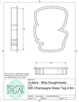 Miss Doughmestic Champagne Glass Tag Cookie Cutter