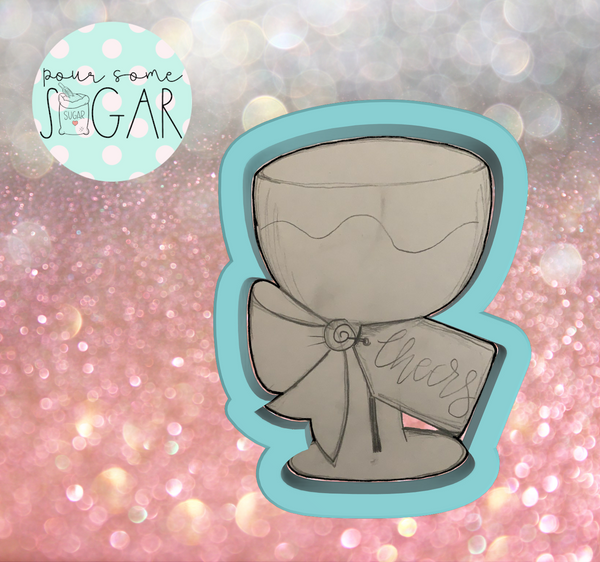 Miss Doughmestic Champagne Glass Tag Cookie Cutter