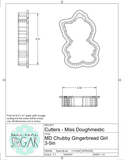 Miss Doughmestic Chubby Gingerbread Girl Cookie Cutter or Fondant Cutter