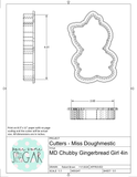 Miss Doughmestic Chubby Gingerbread Girl Cookie Cutter or Fondant Cutter