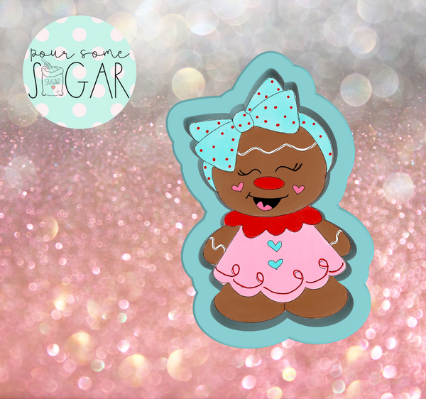 Miss Doughmestic Chubby Gingerbread Girl Cookie Cutter or Fondant Cutter